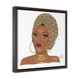 Afro Square Framed Premium Gallery Wrap Canvas Woman Wall Art- Afro Woman Art