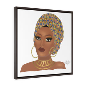 Afro Square Framed Premium Gallery Wrap Canvas Woman Wall Art- Afro Woman Art