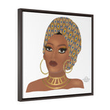 Afro Square Framed Premium Gallery Wrap Canvas Woman Wall Art- Afro Woman Art