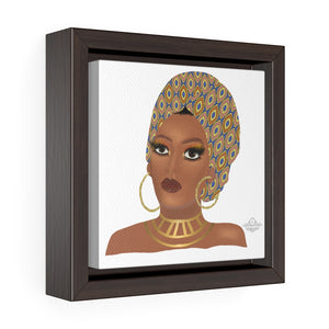 Afro Square Framed Premium Gallery Wrap Canvas Woman Wall Art- Afro Woman Art