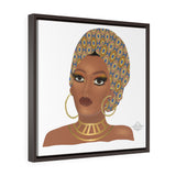 Afro Square Framed Premium Gallery Wrap Canvas Woman Wall Art- Afro Woman Art